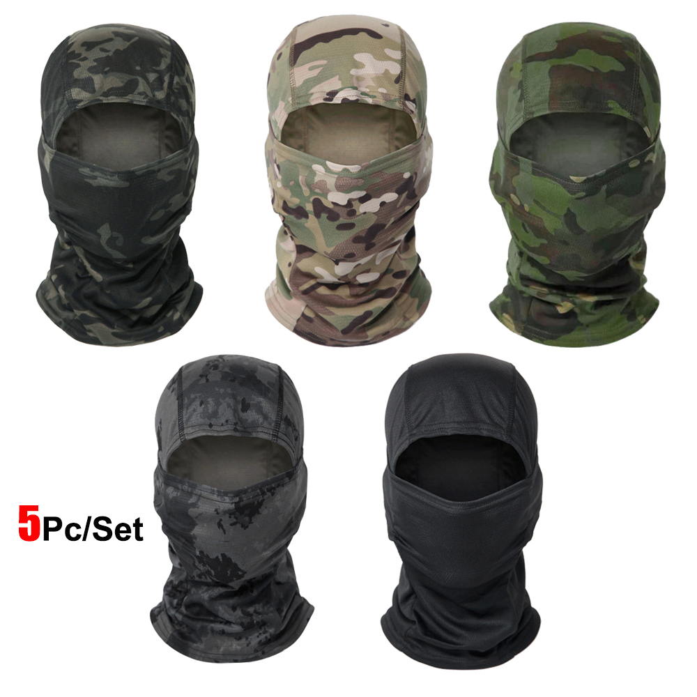 Aero Cycling Helmet - Topi Balaclava kamuflase, 5 buah/Set masker