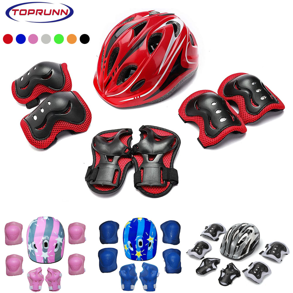 Cycling Protective Gear For Kids - Bantalan Pergelangan Tangan Siku Lutut Helm