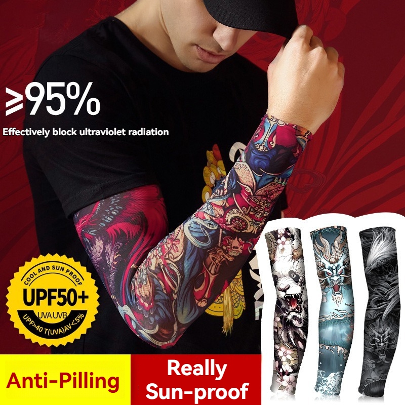 Cycling Arm Warmers - Lengan Tato Musim Panas Es Sutra