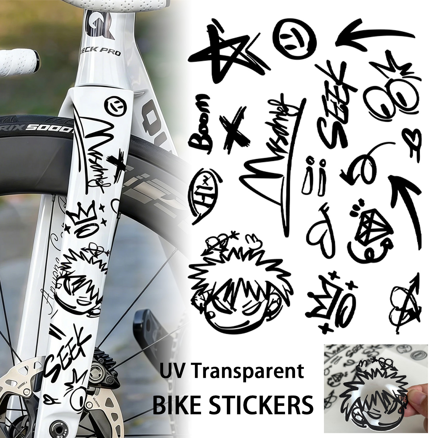 Aero Cycling Helmet - Stiker Sepeda DIY Transparan UV, Stiker