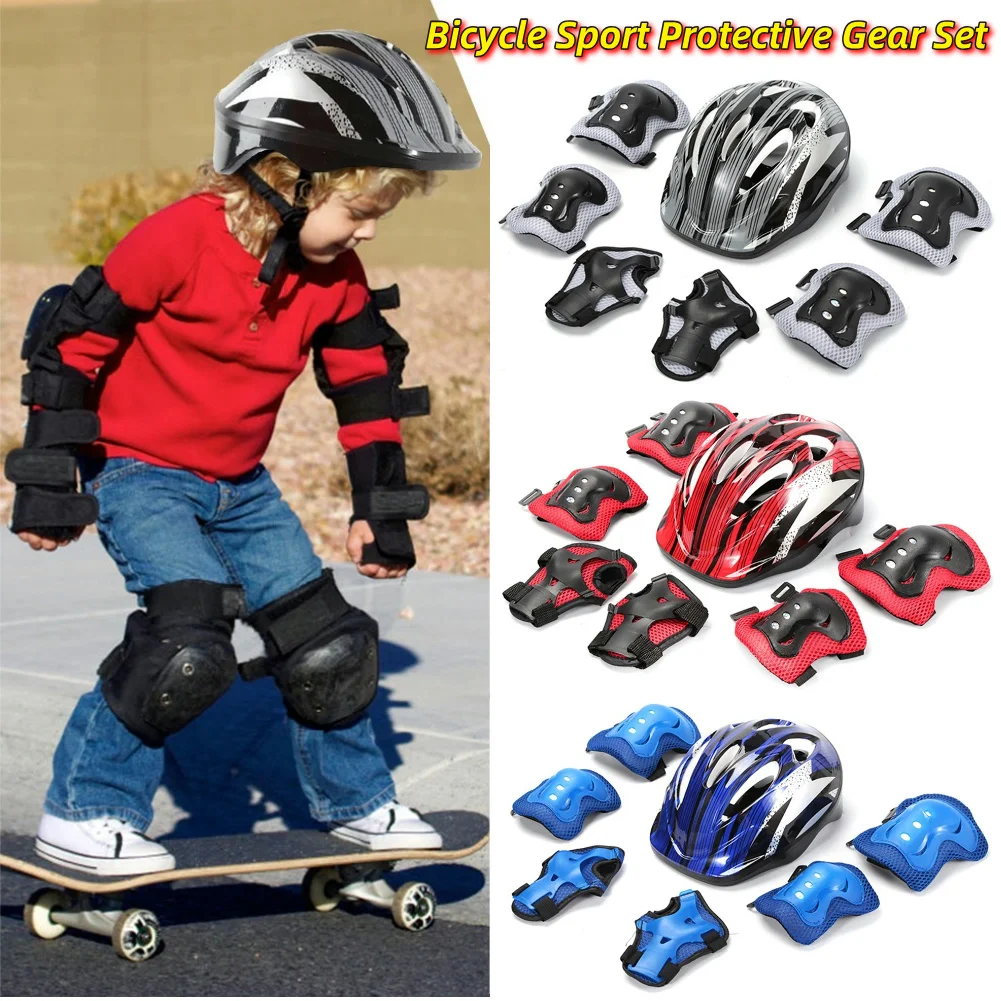 Cycling Protective Gear For Kids - 7 Buah Set Perlengkapan Pelindung Olahraga