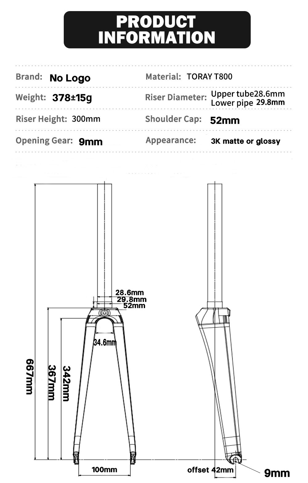 Garpu Sepeda Jalan Raya Serat  - Cycling Gear Inches ulasan dan harga